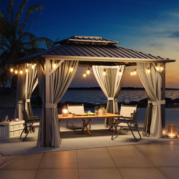 Aluminum Patio Gazebo with Double Roof - Image 2