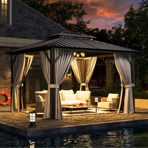 12 Ft. W x 10 Ft. D Aluminum Patio Gazebo - Image 3