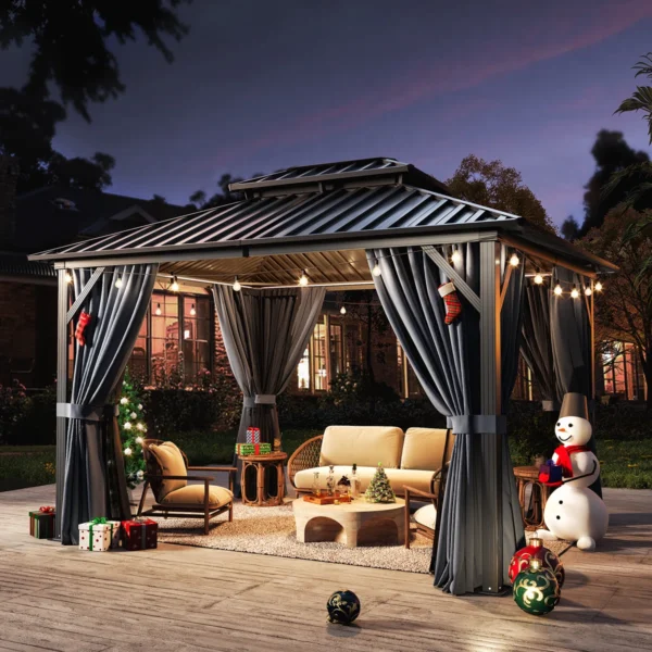 12 Ft. W x 10 Ft. D Aluminum Patio Gazebo - Image 4