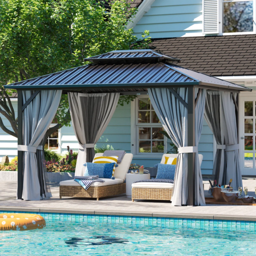 12+Ft.+W+x+10+Ft.+D+Aluminum+Patio+Gazebo