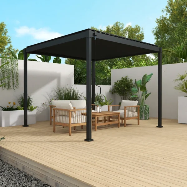 80S Steel Frame Pergola with Adjustable Louvered Roof - Image 2