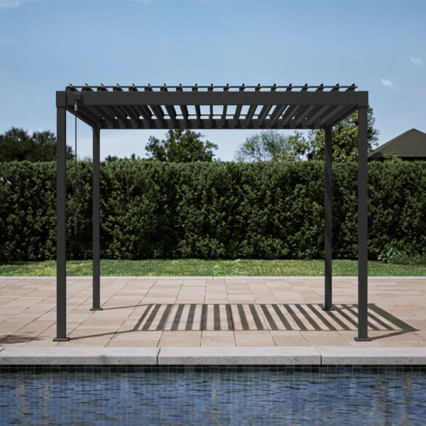 80S Steel Frame Pergola with Adjustable Louvered Roof - Image 3