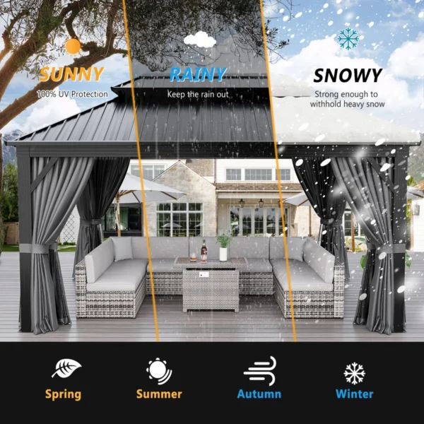 Aluminum Patio Gazebo with Double Roof - Image 3