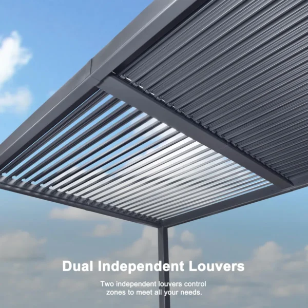 Purple Leaf Louvered Aluminum Pergola Modern Outdoor Pergola With Adjustable Roof For Deck Garden Yard - Image 4